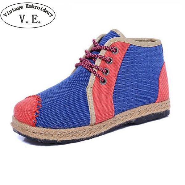 vintage embroidery women winter flats ladies cotton linen patchwork lace up shoes thailand style casual round toe shoes woman, Black
vintage embroidery women winter flats ladies cotton linen patchwork lace up shoes thailand style casual round toe shoes woman, Black