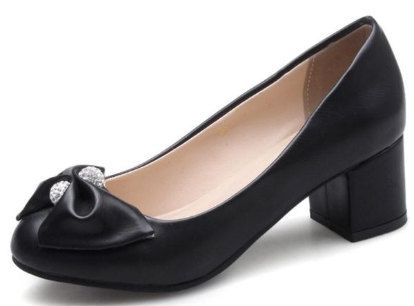 bowknot women's shoes in spring and autumn middle coarse heel round head, Black
bowknot women's shoes in spring and autumn middle coarse heel round head, Black