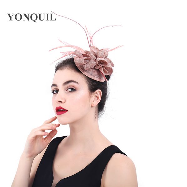 

2018 new women fascinators kentucky derby hair accessories elegant bridal cocktail headdress hats fancy feather fedora syf390