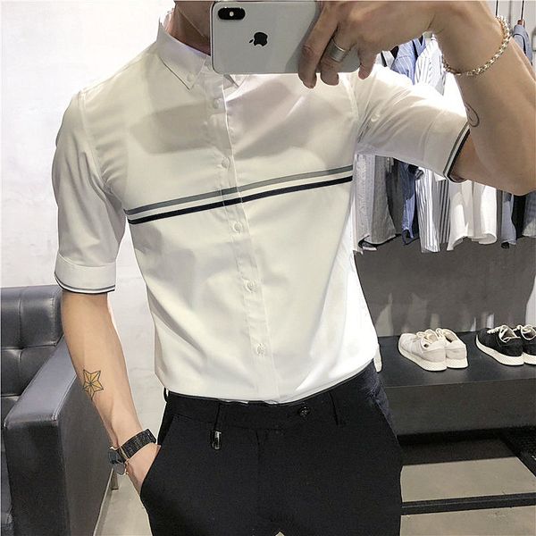 men's 3/4 sleeve shirt 2020 spring and summer new solid color slim comfortable comfortable handsome shirt young fashion men, White;black
men's 3/4 sleeve shirt 2020 spring and summer new solid color slim comfortable comfortable handsome shirt young fashion men, White;black