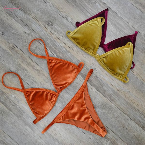 2020 women dark green orange gold velvet thong bikinis sets swimwear swimsuit brazilian beach wear bathing suit 2221, White;black
2020 women dark green orange gold velvet thong bikinis sets swimwear swimsuit brazilian beach wear bathing suit 2221, White;black