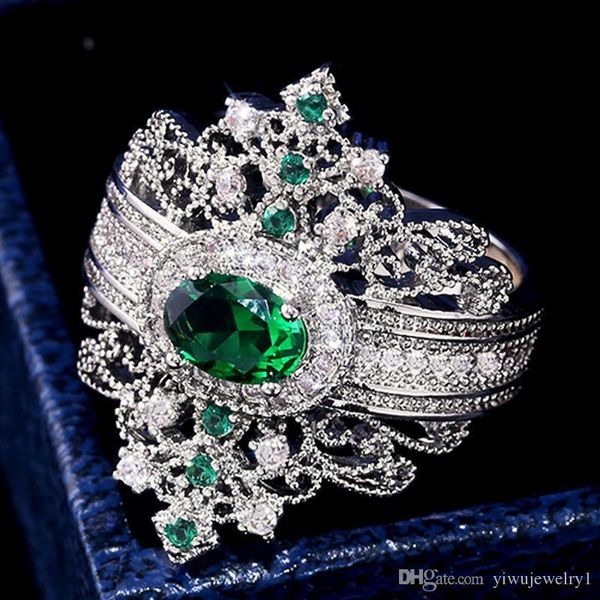 retro style court crown ring emerald inlaid hollow pattern ring ladies fashion party wedding jewelry gift size 6-10, Silver
retro style court crown ring emerald inlaid hollow pattern ring ladies fashion party wedding jewelry gift size 6-10, Silver
