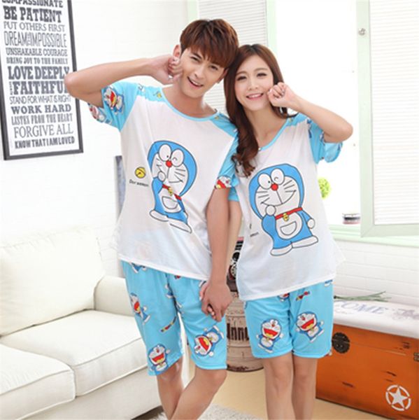 foply new summer doraemon cartoon lovers cute women men couple short sleeve 2pcs pajama sets milk silk casual clothes sleepwear, Black;red
foply new summer doraemon cartoon lovers cute women men couple short sleeve 2pcs pajama sets milk silk casual clothes sleepwear, Black;red