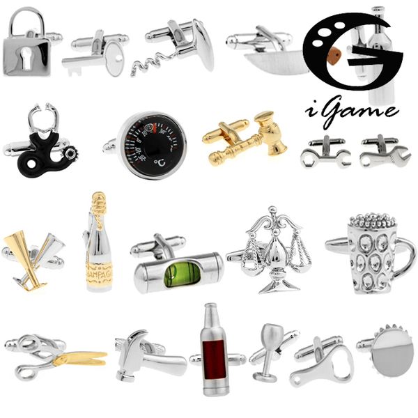 18 designs option men's fashion cuff links quality copper brass material novelty functional tools design gift for men, Silver;golden
18 designs option men's fashion cuff links quality copper brass material novelty functional tools design gift for men, Silver;golden