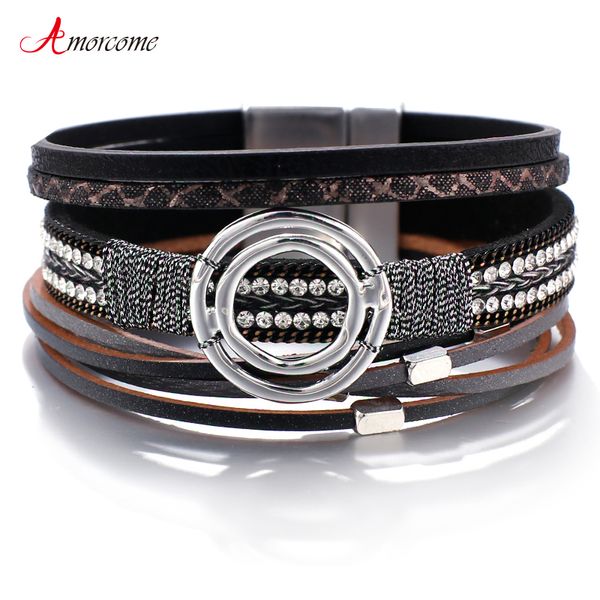 amorcome leather bracelets for women 2019 metal cicle charm crystal ladies bohemian wide multilayer wrap bracelet jewelry, Golden;silver
amorcome leather bracelets for women 2019 metal cicle charm crystal ladies bohemian wide multilayer wrap bracelet jewelry, Golden;silver