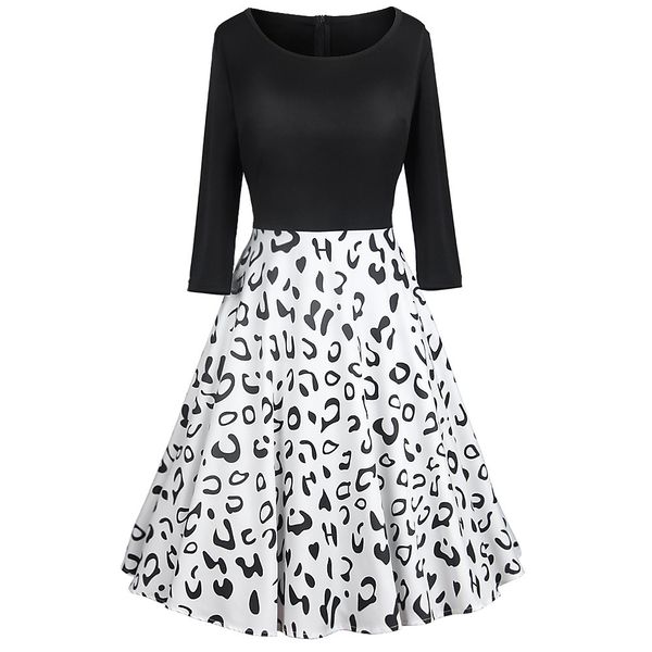 women spring dresses leopard print o-neck dress seven-point sleeve high waist big swing a-line dress patchwork femme jupe mz3362, Black;gray
women spring dresses leopard print o-neck dress seven-point sleeve high waist big swing a-line dress patchwork femme jupe mz3362, Black;gray