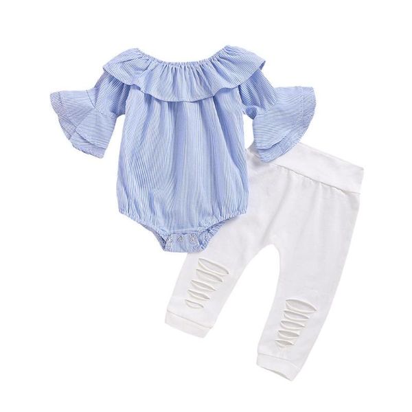 striped toddler baby girl clothes set summer off shoulder shirt+hole pants summer outfits set clothes, White
striped toddler baby girl clothes set summer off shoulder shirt+hole pants summer outfits set clothes, White