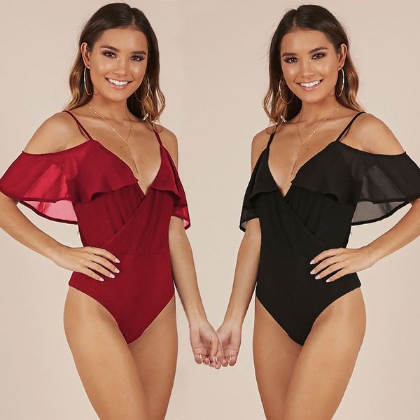 2018 new women off shoulder bandage jumpsuit bodycon party leotard bodysuit clubwear chiffon thin bodysuits, Black;white
2018 new women off shoulder bandage jumpsuit bodycon party leotard bodysuit clubwear chiffon thin bodysuits, Black;white