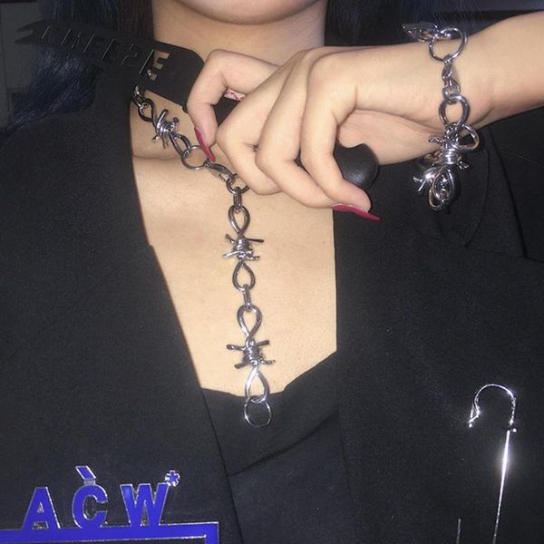 punk thorns necklace bracelet padlock barbed wire bramble lock rock chain bracelet hip hop collar lady girl fashion jewelry, Silver
punk thorns necklace bracelet padlock barbed wire bramble lock rock chain bracelet hip hop collar lady girl fashion jewelry, Silver