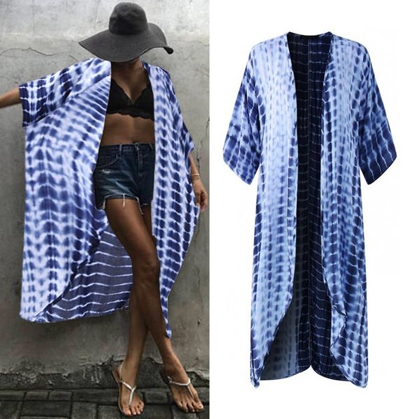 women print cardigans blouse zanzea summer cover up elegant kimono cape half sleeve shirts female long cardigans oversized tunic, White