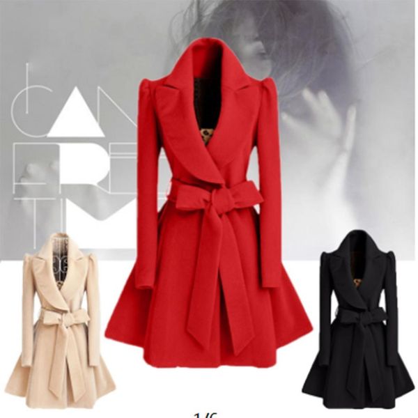 women wool coat women loose casual notched collar long sleeve solid waist strap outwear coat, Black 
women wool coat women loose casual notched collar long sleeve solid waist strap outwear coat, Black