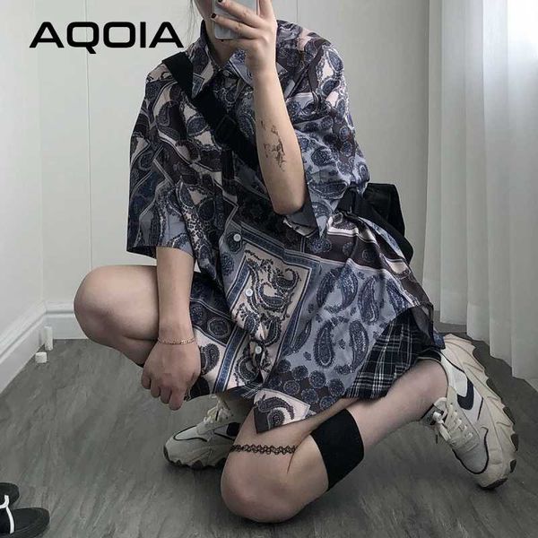 women's blouses & shirts aqoia streetwear floral print women blouse boyfriend style loose short sleeve ladies shirt 2021 summer button, White
women's blouses & shirts aqoia streetwear floral print women blouse boyfriend style loose short sleeve ladies shirt 2021 summer button, White