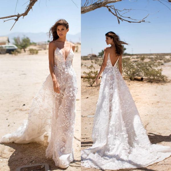 milla nova 2019 elegant wedding dresses spaghetti v neck lace 3d floral applique bridal gowns plus size country backless wedding dress, White
milla nova 2019 elegant wedding dresses spaghetti v neck lace 3d floral applique bridal gowns plus size country backless wedding dress, White