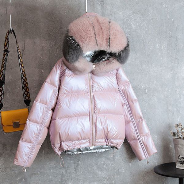 down jacket female short thick warm new real fox fur collar coat two sides fashion glossy silver pink winter jacket, Black
down jacket female short thick warm new real fox fur collar coat two sides fashion glossy silver pink winter jacket, Black