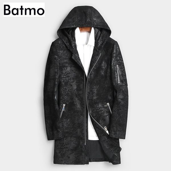 batmo 2019 new arrival autumn sheepskin hooded long trench coat men,men's real leather jackets men, Black
batmo 2019 new arrival autumn sheepskin hooded long trench coat men,men's real leather jackets men, Black