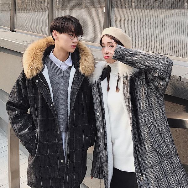men's down & parkas winter coat warm fashion retro casual plaid parka men fur collar hooded street wild cotton long jacket male clothes, Black
men's down & parkas winter coat warm fashion retro casual plaid parka men fur collar hooded street wild cotton long jacket male clothes, Black