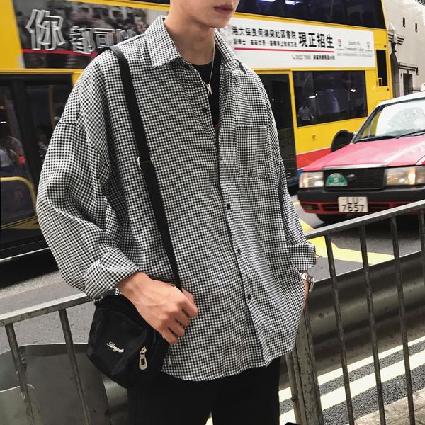 casual grey male plaid shirts long sleeve autumn winter korea gird streetwear oversize casual fashion dress overshirt men 50cs, White;black
casual grey male plaid shirts long sleeve autumn winter korea gird streetwear oversize casual fashion dress overshirt men 50cs, White;black