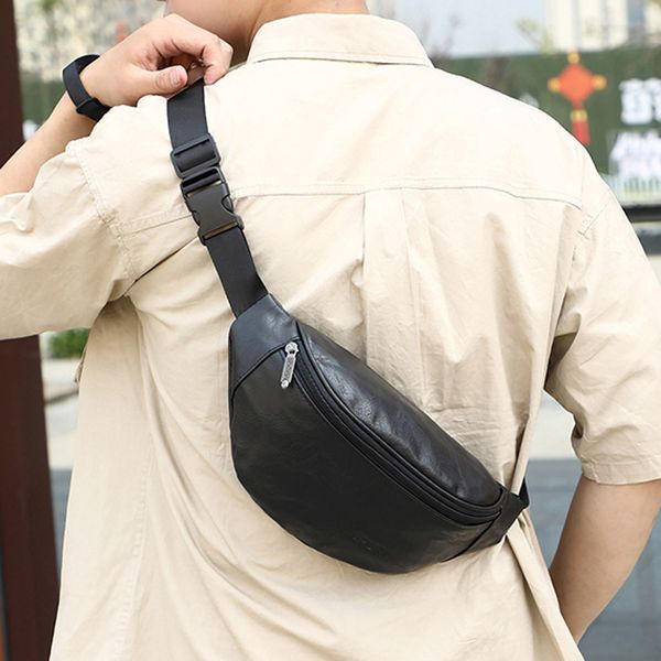 pu leather waist bag fashion versatile half moon bags simple solid color men's zipper soft new banquet leisure chest bags #a
pu leather waist bag fashion versatile half moon bags simple solid color men's zipper soft new banquet leisure chest bags #a
