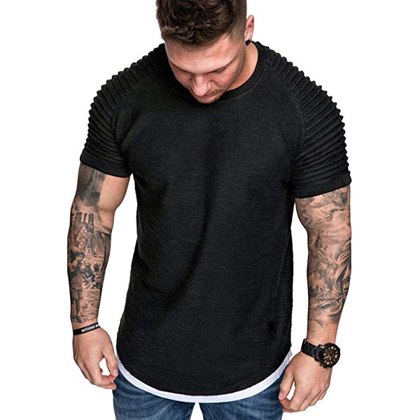 t shirts men's summer pleats slim fit raglan short sleeve pattern blouse casual men fashion stranger things, White;black
t shirts men's summer pleats slim fit raglan short sleeve pattern blouse casual men fashion stranger things, White;black