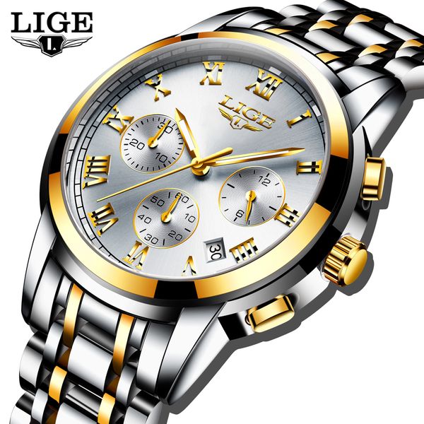 relogio masculino lige men's watches business watch mens quartz stainless steel clock fashion chronograph watch man, Slivery;brown
relogio masculino lige men's watches business watch mens quartz stainless steel clock fashion chronograph watch man, Slivery;brown