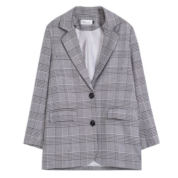 casual loose ladies jacket 2020 autumn new long-sleeved large size loose plaid women's blazer office suit female, White;black
casual loose ladies jacket 2020 autumn new long-sleeved large size loose plaid women's blazer office suit female, White;black
