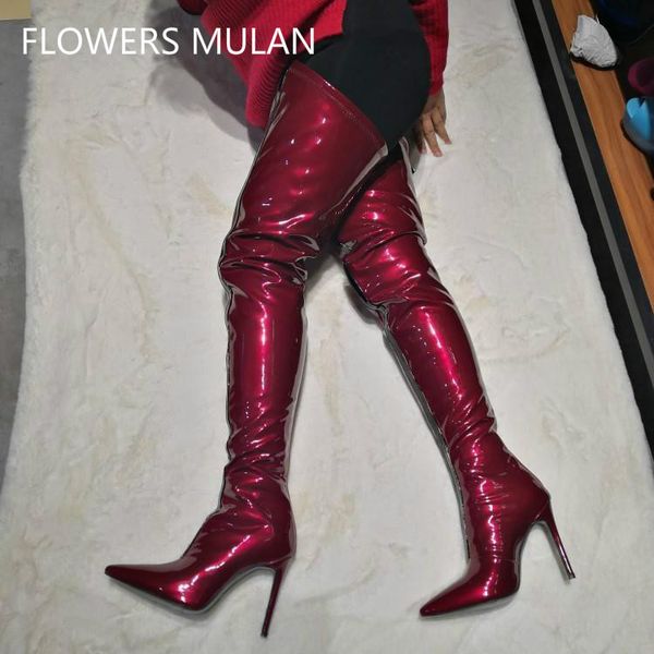 shiny red patent leather black front riband thigh super high boots women pointed toe super high heels zapatos shoes woman spring
shiny red patent leather black front riband thigh super high boots women pointed toe super high heels zapatos shoes woman spring