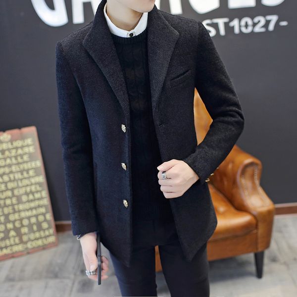 new woolen coat men's short section slim autumn and winter models thick windbreaker korean youth handsome jacket trend, Tan;black
new woolen coat men's short section slim autumn and winter models thick windbreaker korean youth handsome jacket trend, Tan;black