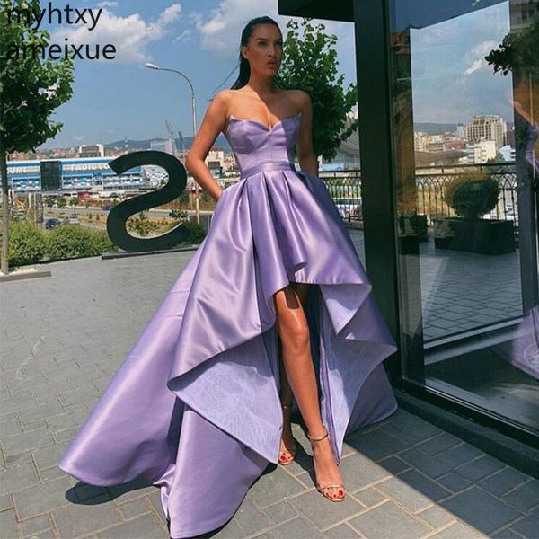 event lavender high low plus size purple prom dresses simple satin sweetheart neckline formal party gowns short front long back, White;black
event lavender high low plus size purple prom dresses simple satin sweetheart neckline formal party gowns short front long back, White;black