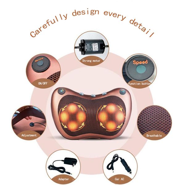 massage relaxation pillow multifunctional shiatsu shoulder infrared heating relief pain massage pillow
