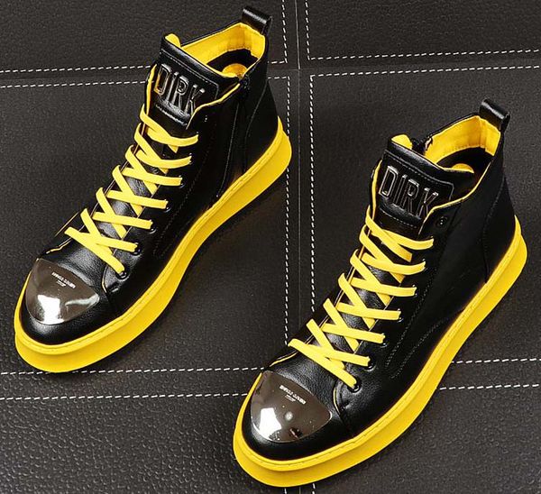 men fashion high sneakers spring autumn casual metal plate zipper shoes men boots tenis masculino, Black