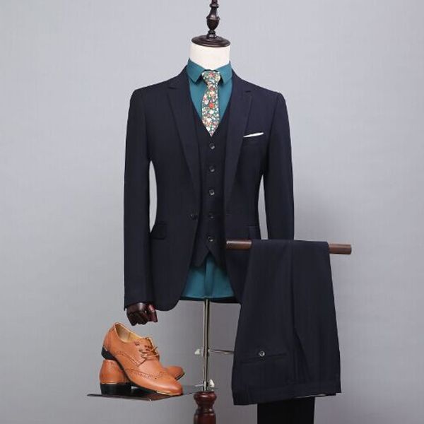 black business formal men suits notched lapel three piece custom made groom wedding tuxedos (jacket + pants + vest, Black;gray
black business formal men suits notched lapel three piece custom made groom wedding tuxedos (jacket + pants + vest, Black;gray