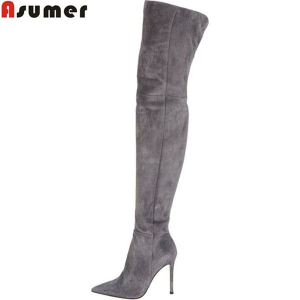 asumer black gray fashion women boots pointed toe zipper flock ladies boots thin heel super high over the knee
asumer black gray fashion women boots pointed toe zipper flock ladies boots thin heel super high over the knee