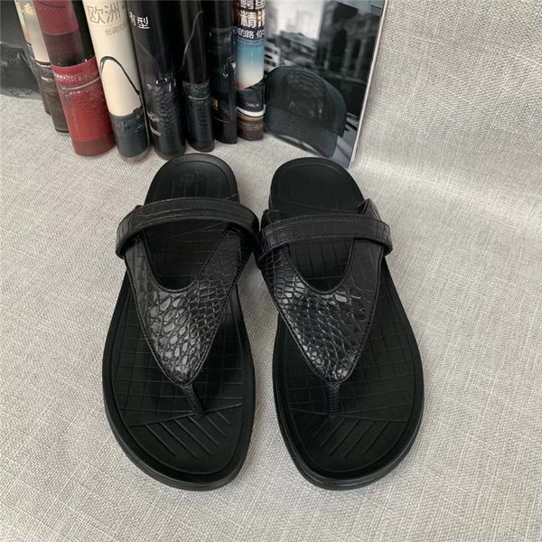 slippers authentic real alligator skin antiskid sole men's casual sandal flats genuine exotic crocodile leather male flip-flops, Black
slippers authentic real alligator skin antiskid sole men's casual sandal flats genuine exotic crocodile leather male flip-flops, Black