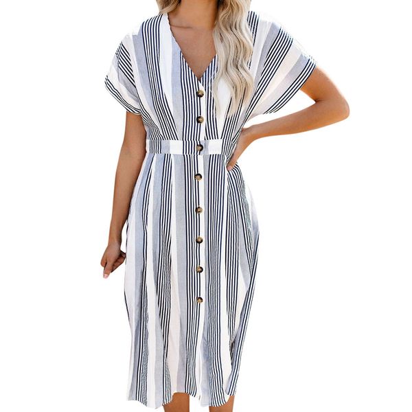 elegant stripe summer dress women 2019 lady casual v-neck button shirt party dress elegant female beach loose sundress vestidos, Black;gray
elegant stripe summer dress women 2019 lady casual v-neck button shirt party dress elegant female beach loose sundress vestidos, Black;gray