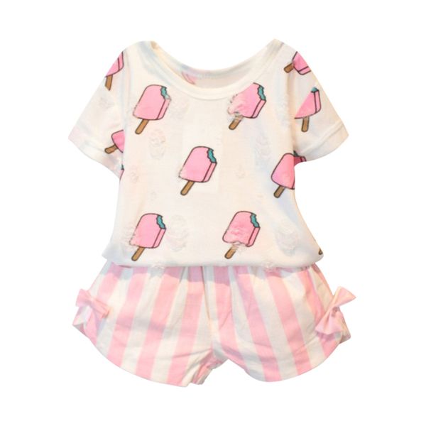 zwf178 hot summer kids girls одежда set ice cream printed футболка + полосатый лук шорты 2 шт 3-10 лет новый, White
zwf178 hot summer kids girls одежда set ice cream printed футболка + полосатый лук шорты 2 шт 3-10 лет новый, White