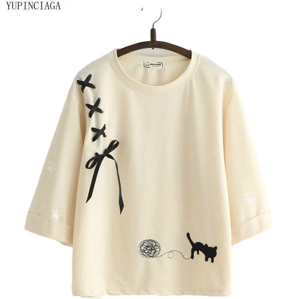 women cartoon cat embroidery cotton sweatshirt girls o-neck pullover femme loose bandage harajuku kawaii hoodies, Black
women cartoon cat embroidery cotton sweatshirt girls o-neck pullover femme loose bandage harajuku kawaii hoodies, Black