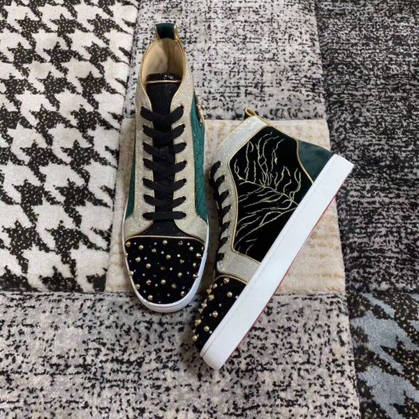 luxury casua men shoes sneakers red bottom high spiked trainers + suede camouflage leather factory new style leisure trainer footwear, Black
luxury casua men shoes sneakers red bottom high spiked trainers + suede camouflage leather factory new style leisure trainer footwear, Black