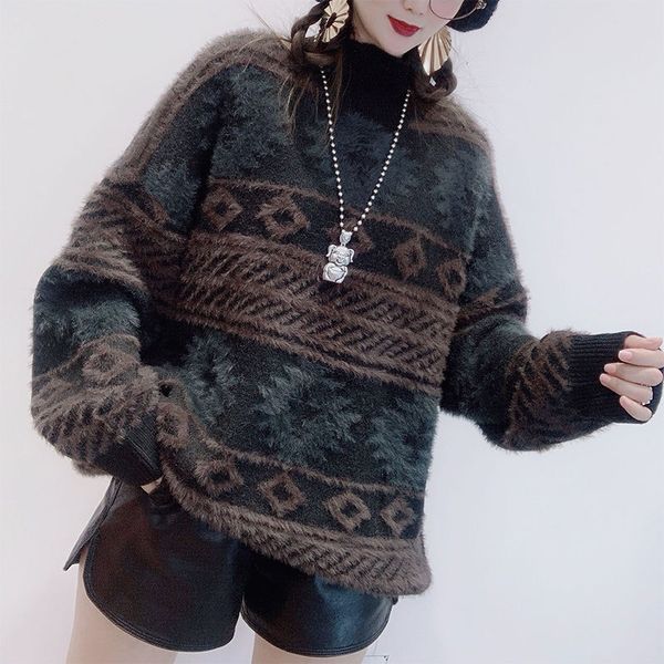 imitation mink sweater women's winter fashion new loose was thin wild half turtleneck bottoming sweater shirt, White;black
imitation mink sweater women's winter fashion new loose was thin wild half turtleneck bottoming sweater shirt, White;black