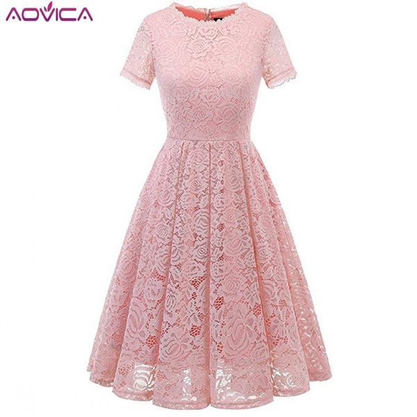 aovica women short sleeve party office lace dresses ladies knee-length a-line dress female 2019 summer dress midi vestidos, Black;pink
aovica women short sleeve party office lace dresses ladies knee-length a-line dress female 2019 summer dress midi vestidos, Black;pink