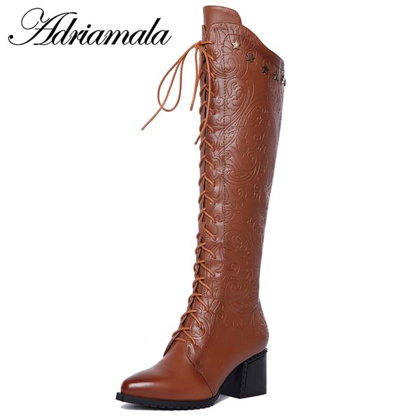 2018 genuine leather ladies high heel boots pointed toe square heel cow leather women black knee hight boots adriamala
2018 genuine leather ladies high heel boots pointed toe square heel cow leather women black knee hight boots adriamala