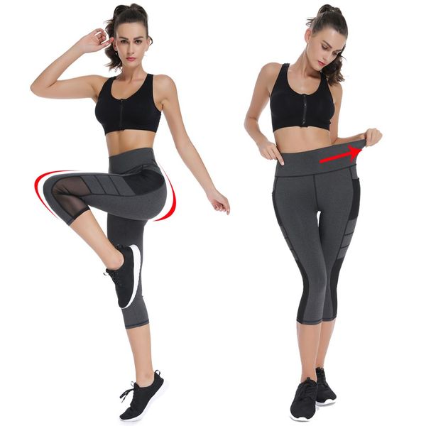 high waist mesh panel capri fitness leggings for women workout pants with pockets sports running active tights gym trousers, Black
high waist mesh panel capri fitness leggings for women workout pants with pockets sports running active tights gym trousers, Black