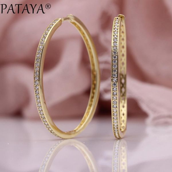 pataya new big circle earrings women fashion luxury hollow fine jewelry 585 rose gold white natural zircon oval dangle earrings, Silver
pataya new big circle earrings women fashion luxury hollow fine jewelry 585 rose gold white natural zircon oval dangle earrings, Silver