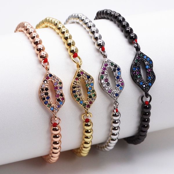 the mouth lips hand bracelet part connector 4mm copper round beads love mouth brass pave cz bracelet adjustable jewelry bracelet, Black
the mouth lips hand bracelet part connector 4mm copper round beads love mouth brass pave cz bracelet adjustable jewelry bracelet, Black