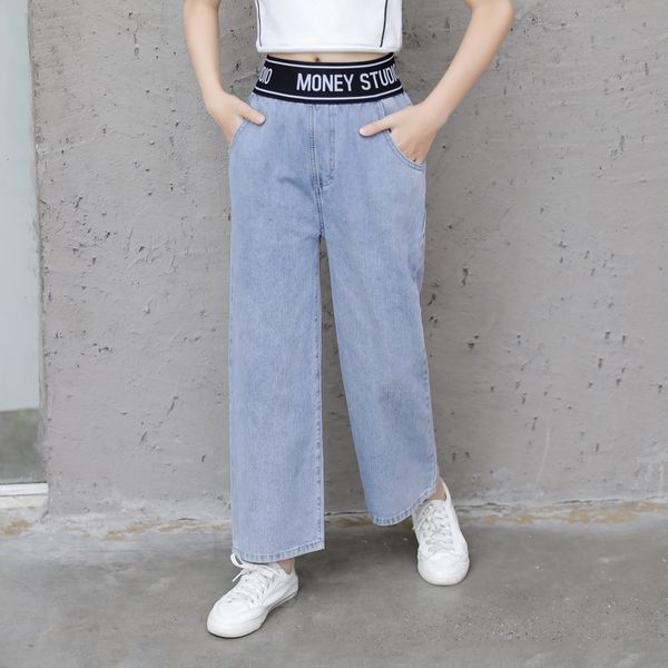 2020 light-colored wide leg mopping pants elastic waist girls and jeans ' long jeans straight pants, Blue
2020 light-colored wide leg mopping pants elastic waist girls and jeans ' long jeans straight pants, Blue