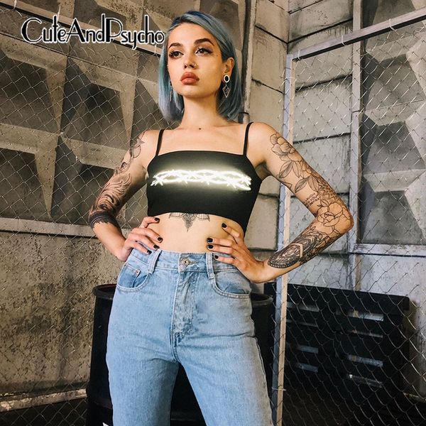 2019 reflective print women crop black casual cotton camis backless sleeveless summer streetwear cuteandpsycho, White
2019 reflective print women crop black casual cotton camis backless sleeveless summer streetwear cuteandpsycho, White