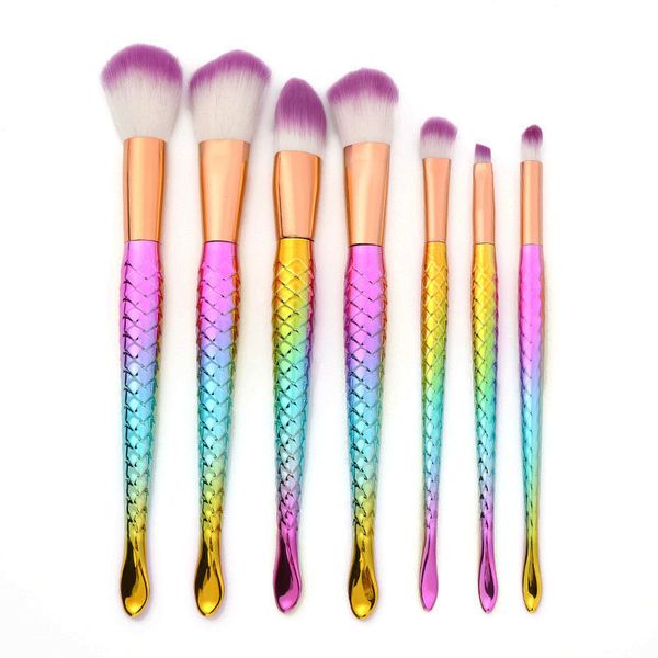makeup brush rainbow mermaid fish tail makeup brush 7 pcs fishtail shaped foundation powder eye shadow concealer blending make-up brushes
makeup brush rainbow mermaid fish tail makeup brush 7 pcs fishtail shaped foundation powder eye shadow concealer blending make-up brushes