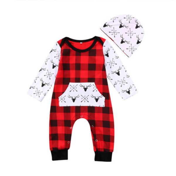 newborn baby boy girl deer checks romper jumpsuit outfits playsuit + hat christmas clothes, Blue
newborn baby boy girl deer checks romper jumpsuit outfits playsuit + hat christmas clothes, Blue