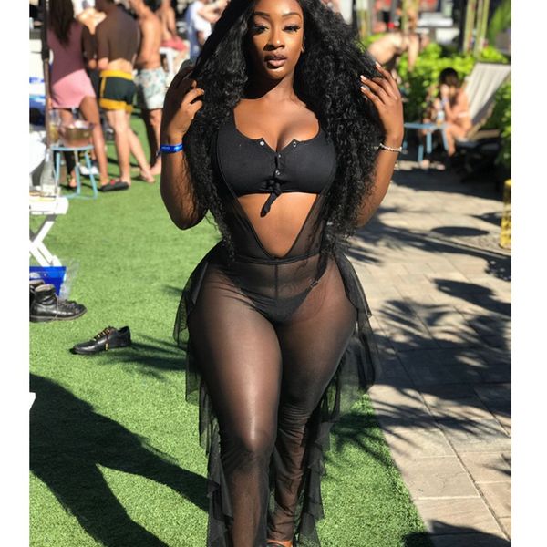 zjfzml black blue mesh see through jumpsuit v neck sleeveless side ruffles romper summer backless party overalls for women, Black;white
zjfzml black blue mesh see through jumpsuit v neck sleeveless side ruffles romper summer backless party overalls for women, Black;white