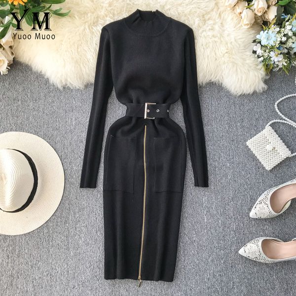 yuoomuoo pockets elegant ladies office dress 2019 autumn winter sashes bandage knit work dress women elegant black bodycon dress, Black;gray
yuoomuoo pockets elegant ladies office dress 2019 autumn winter sashes bandage knit work dress women elegant black bodycon dress, Black;gray