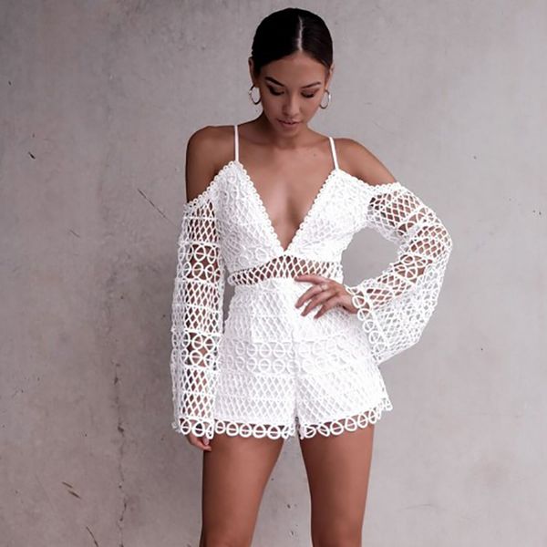 summer women's openwork water-soluble lace v-neck sling jumpsuit shorts embroidered high waist jumpsuit and one-piece shorts, Black;white
summer women's openwork water-soluble lace v-neck sling jumpsuit shorts embroidered high waist jumpsuit and one-piece shorts, Black;white